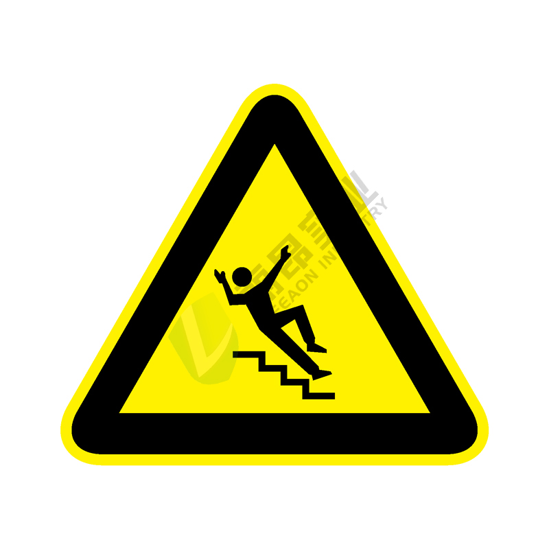 国标GB安全标签-警告类:当心楼梯Warning the stairs-中英文双语版