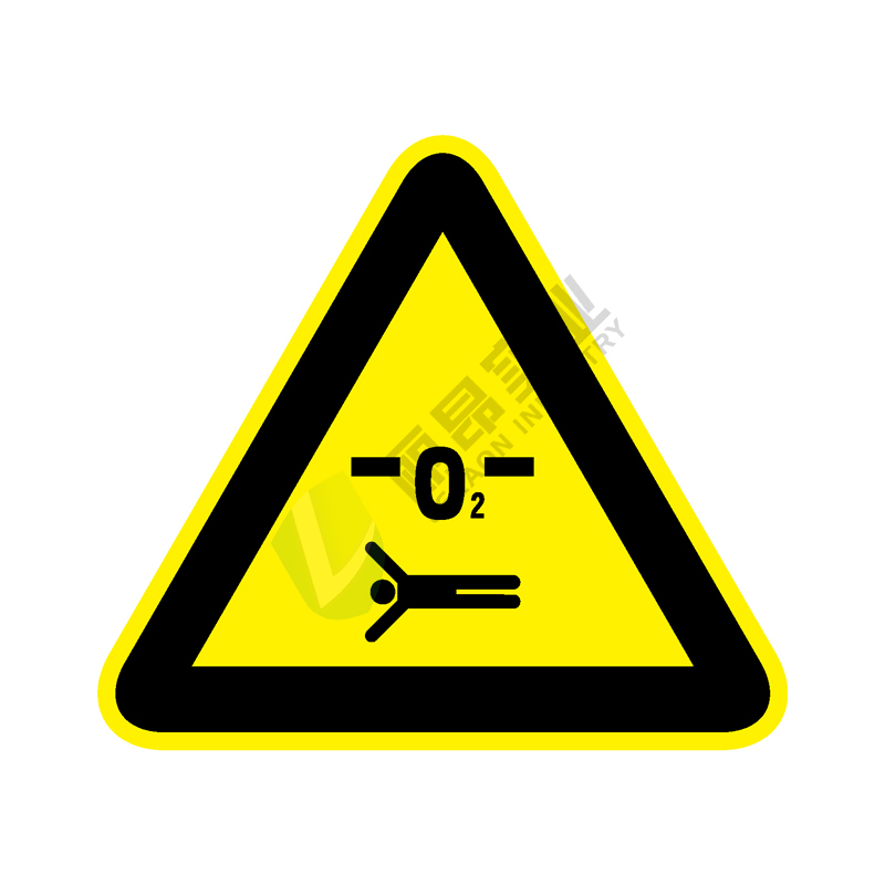 国标GB安全标签-警告类:当心缺氧Warning hypoxia-中英文双语版