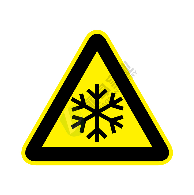 国标GB安全标签-警告类:当心低温Warning low temperature-中英文双语版