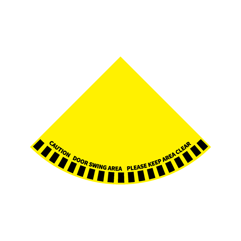 地贴警示标识-黑黄色半开门半径警示标识
