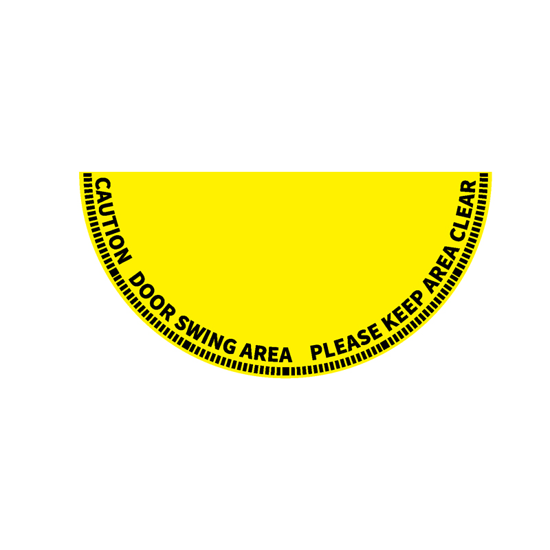 地贴警示标识-黑黄色全开门半径警示标识