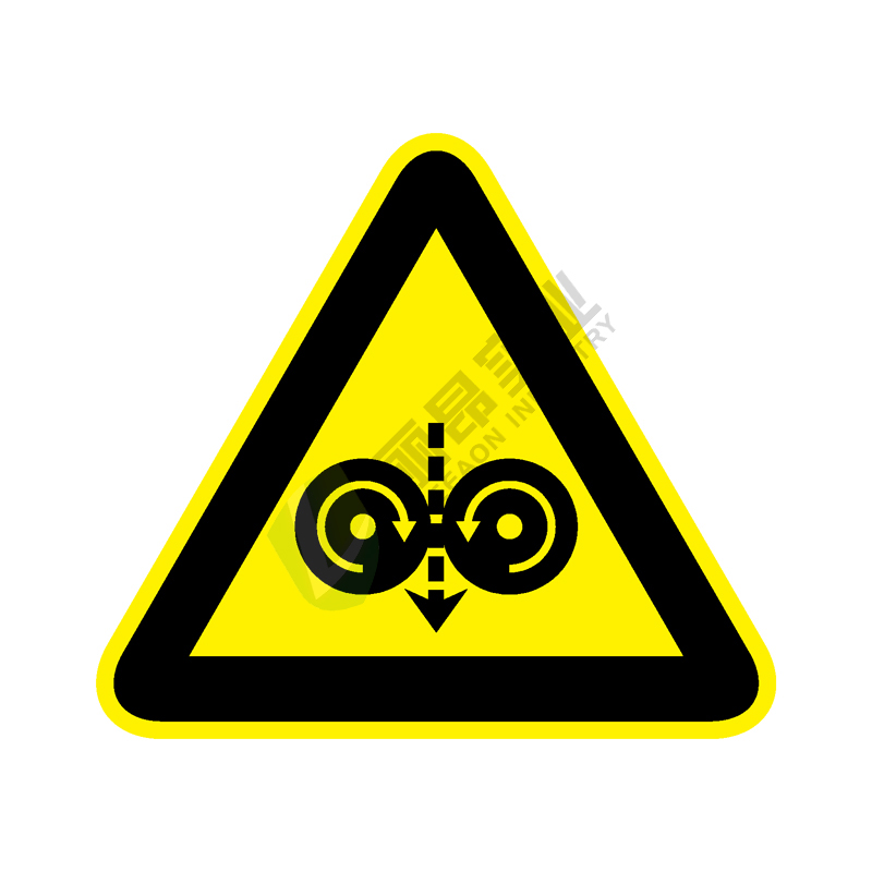 国标GB安全标签-警告类:当心卷入Warning danger of rolling in-中英文双语版