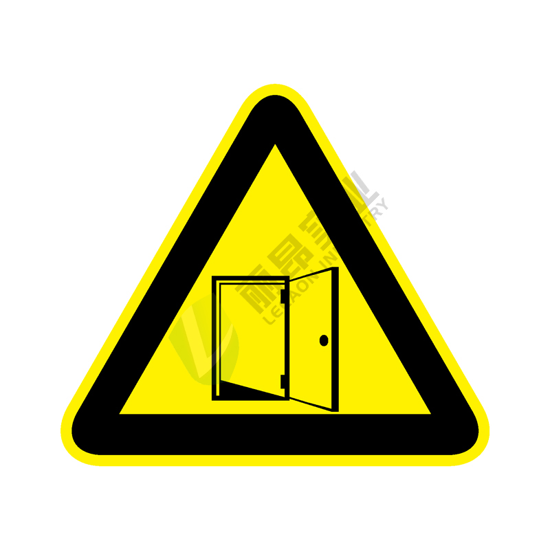 国标GB安全标签-警告类:注意此门常开Warning the door always open-中英文双语版