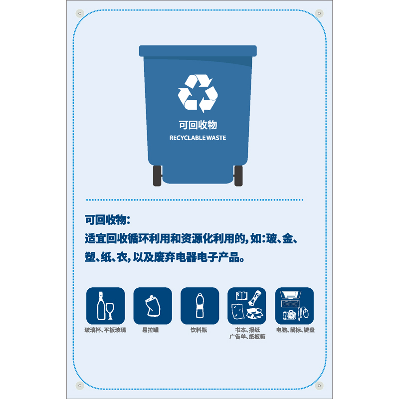 列举式生活垃圾分类标识可回收物