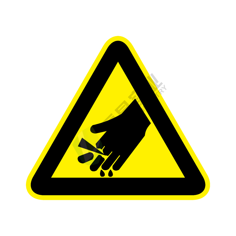 国标GB安全标签-警告类:当心伤手Caution injure hand-中英文双语版