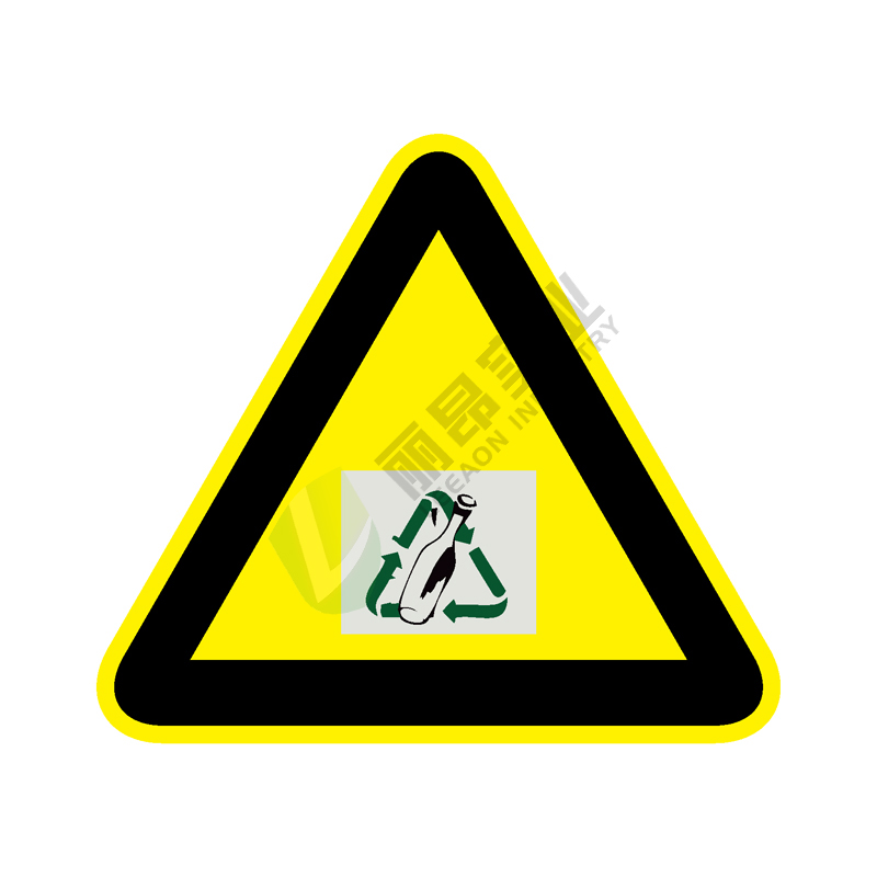 国标GB安全标签-警告类:玻璃Glass-中英文双语版