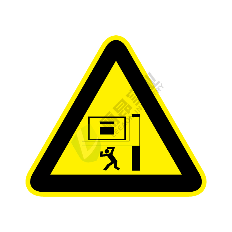 国标GB安全标签-警告类:注意升降装置落下Warning danger of lifting device falling-中英文双语版