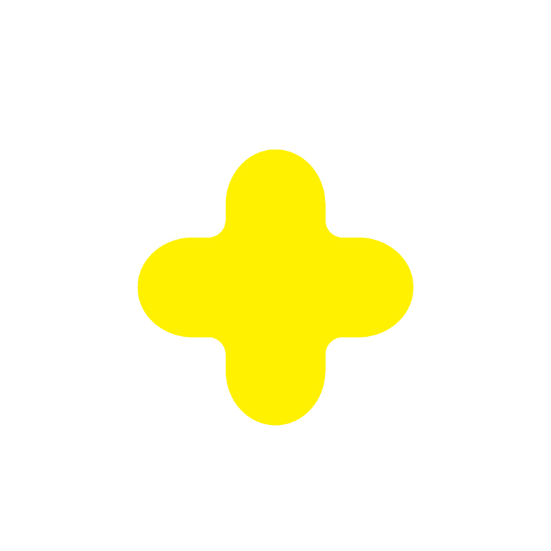 圆角十字型耐磨定位地贴黄色