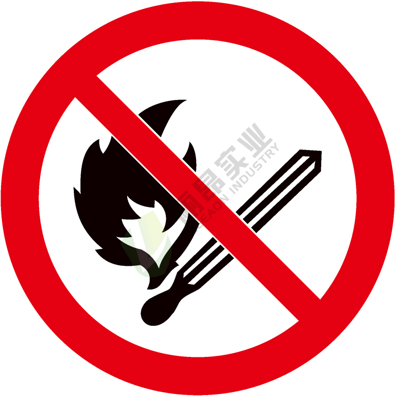 国标GB安全标签-禁止类:禁止烟火No burning-中英文双语版
