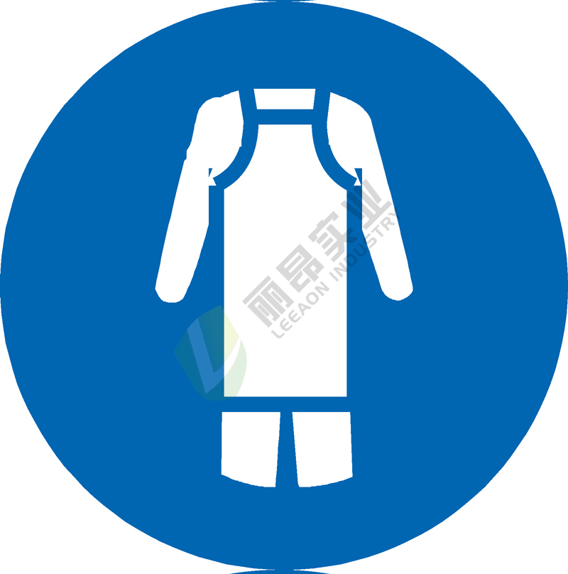 国标GB安全标签-指令类:必须穿单胶围裙Must wear single rubber apron-中英文双语版