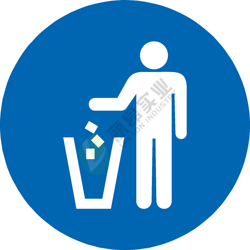 国标GB安全标签-指令类:必须扔进垃圾桶Must throw into the bin-中英文双语版